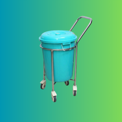SOILID LINEN TROLLEY WITH PLASTIC BUCKET